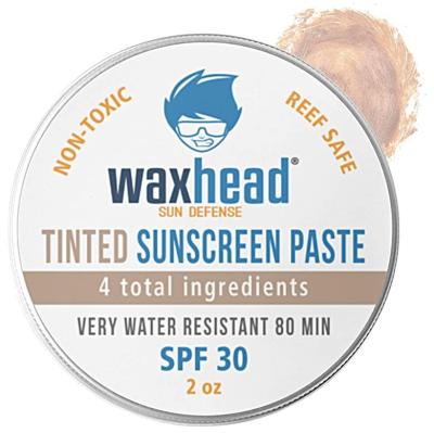 운동선수썬크림 Waxhead Sun Defense Foods 틴트 서핑 선스크린 모든 야외 운동선수용 아연 산화물 자외선 차단제 암초 안전 얼굴용 유기농 하와이 재사용 가능한 틴 (56.7g(2