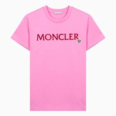 몽클레어 [몽클레어] (당일) 23SS  로고 패치 자수 핑크 여성 반팔 티셔츠 I1093 8C00