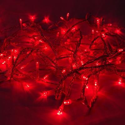 미니트리 선세이브 LED 은하수전구 100구 투명선+정류기 세트 크리스마스 트리 전구 캠핑 조명 무드등, 빨간색
