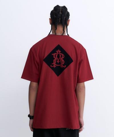 MLB반팔티셔츠 BLACKEND Rhombus Logo T-Shirts Deep Red